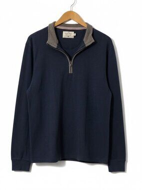 The Normal Brand Puremeso Weekend Quarter Zip Mens M Navy Pullover Coastal Prep